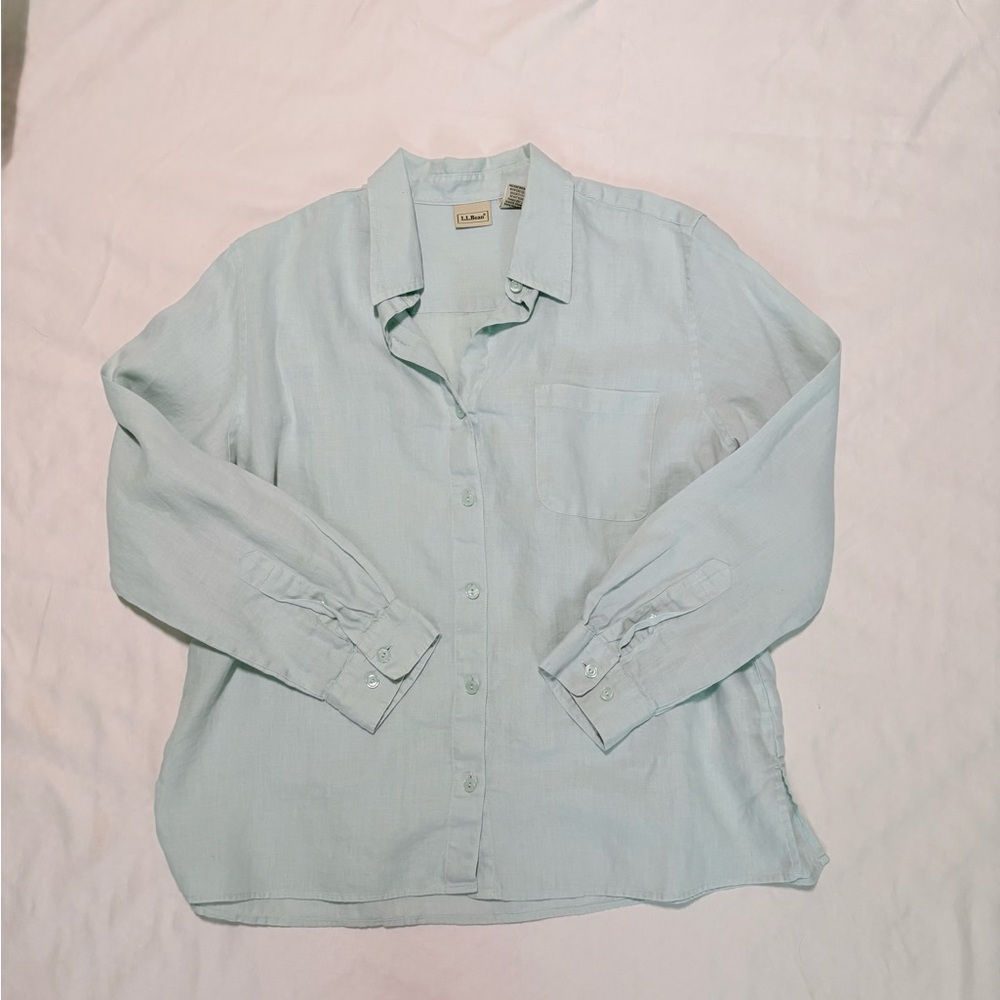 L.L. Bean Vintage Linen Button-Up Shirt – Petite – Size L